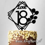 Topper na tort z napisem Love 18 w stylu geometrycznym