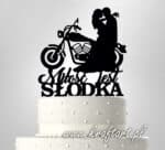 Topper na tort ślubny z motocyklem i parą