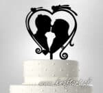 topper na tort weselny lustrzany serce z parą