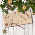 Drewniana kartka świąteczna z choinką 3D